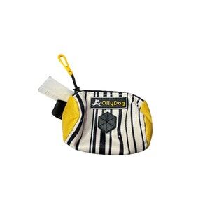OllieDog Dog Poop Bag Dispenser Stripes Black Zipper Pouch Clip Strap EUC